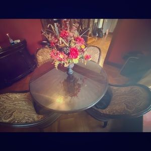 Solid wood dining set custom glass on top